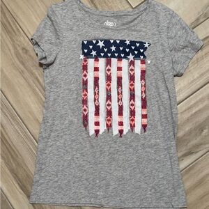 Circo Girls Gray Tee with Red & Blue Flag Graphic